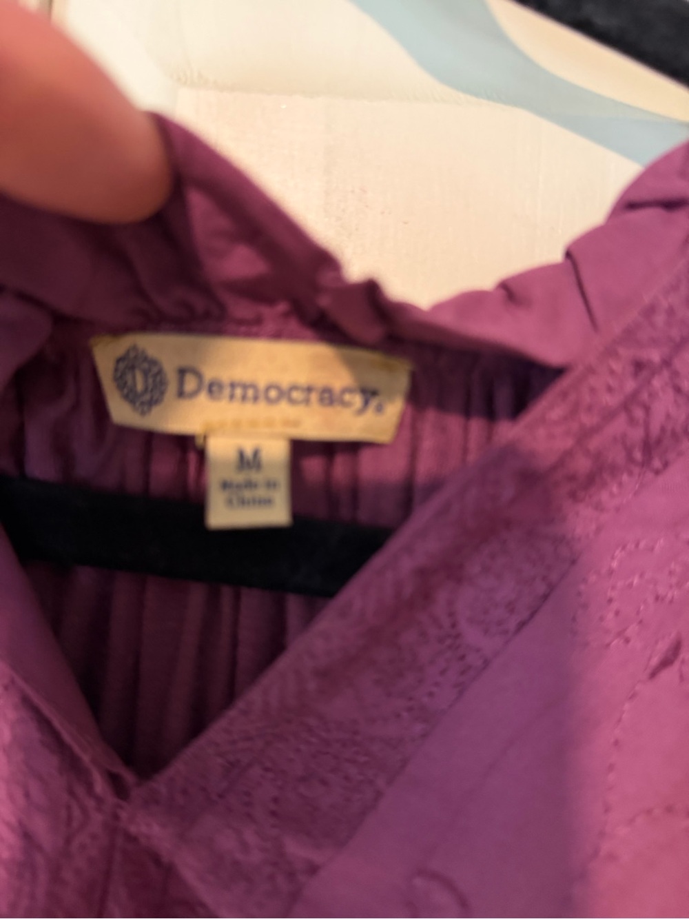Democracy Mauve-Purple Embroidered V-Neck Midi Dress